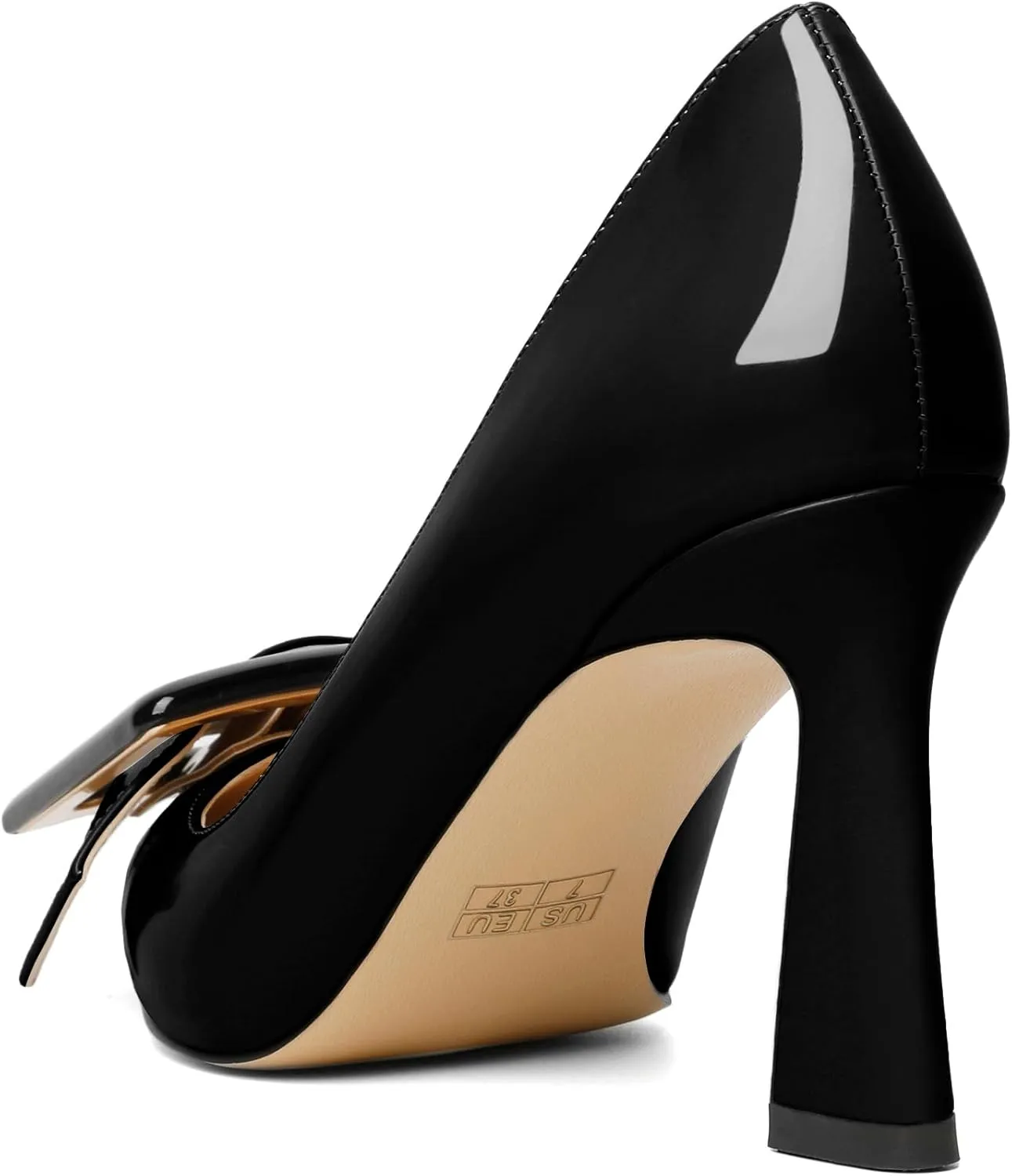 Soireelady Women High Stiletto Heel Pumps Pointed Toe Sexy Slip On 3.4 Inch Closed Toe Buckle Loafers Comfort Shoes for Wedding Office Evening