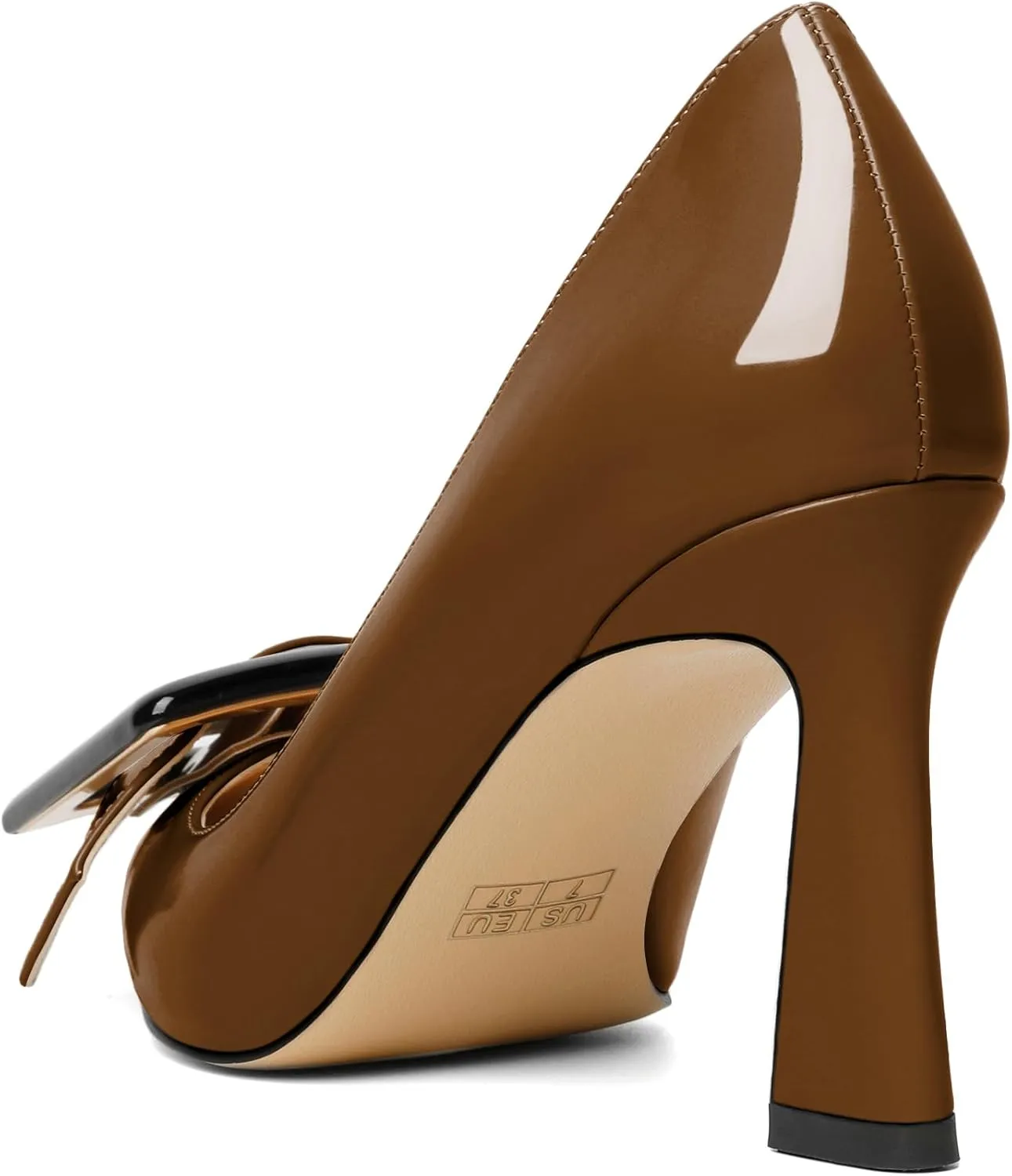 Soireelady Women High Stiletto Heel Pumps Pointed Toe Sexy Slip On 3.4 Inch Closed Toe Buckle Loafers Comfort Shoes for Wedding Office Evening