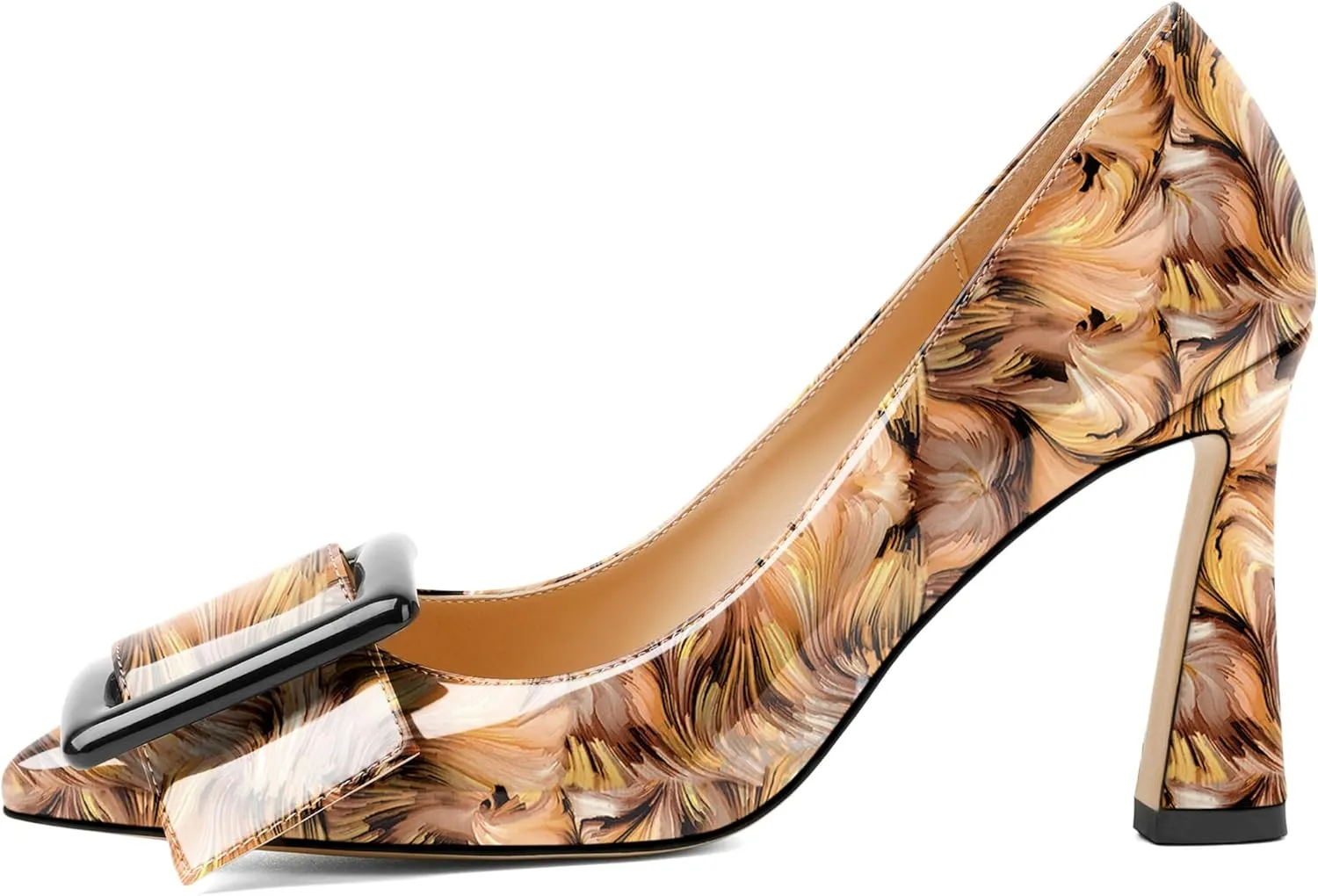 Soireelady Women High Stiletto Heel Pumps Pointed Toe Sexy Slip On 3.4 Inch Closed Toe Buckle Loafers Comfort Shoes for Wedding Office Evening
