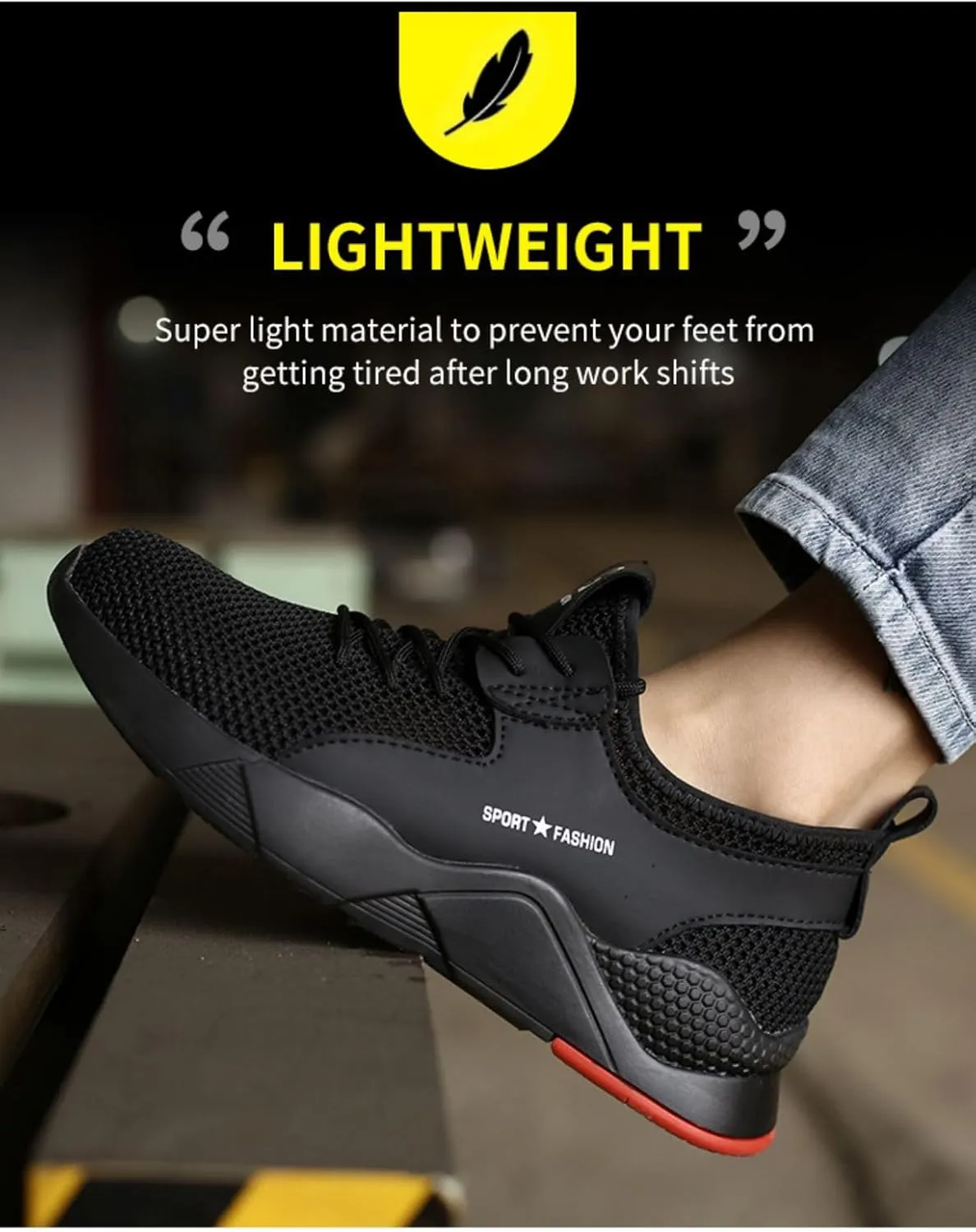 Steel Toe Shoes for Men Work Shoes Slip Resistant Composite Toe Shoes Safety Footwear for Women Breathable Fashionable
