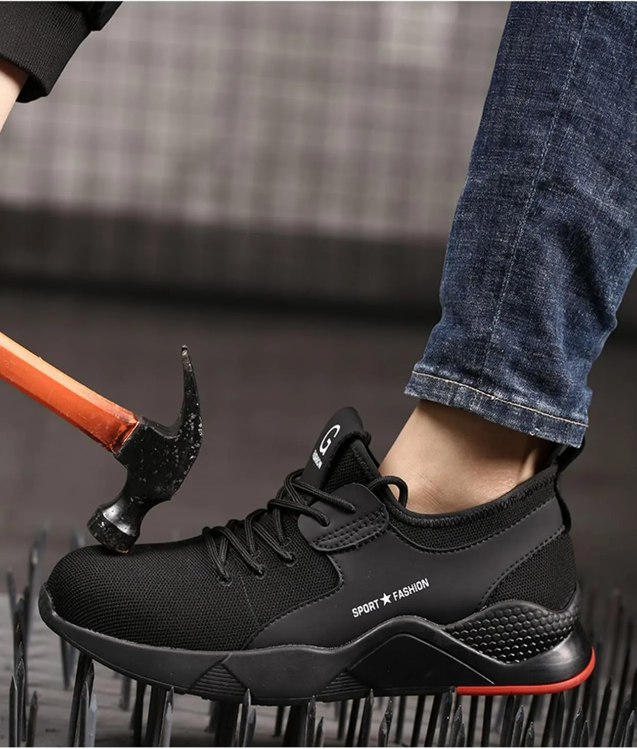 Steel Toe Shoes for Men Work Shoes Slip Resistant Composite Toe Shoes Safety Footwear for Women Breathable Fashionable