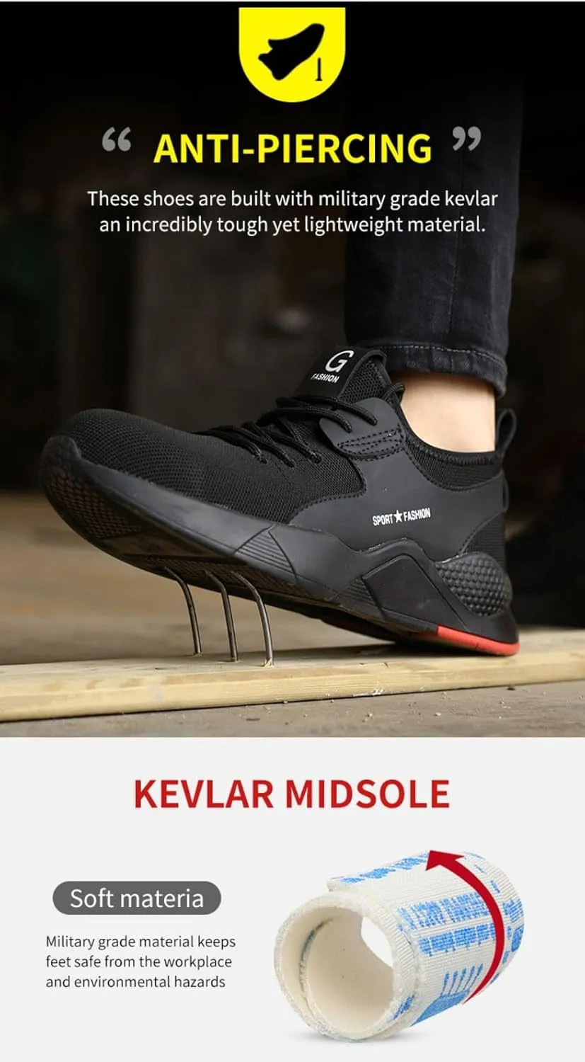 Steel Toe Shoes for Men Work Shoes Slip Resistant Composite Toe Shoes Safety Footwear for Women Breathable Fashionable
