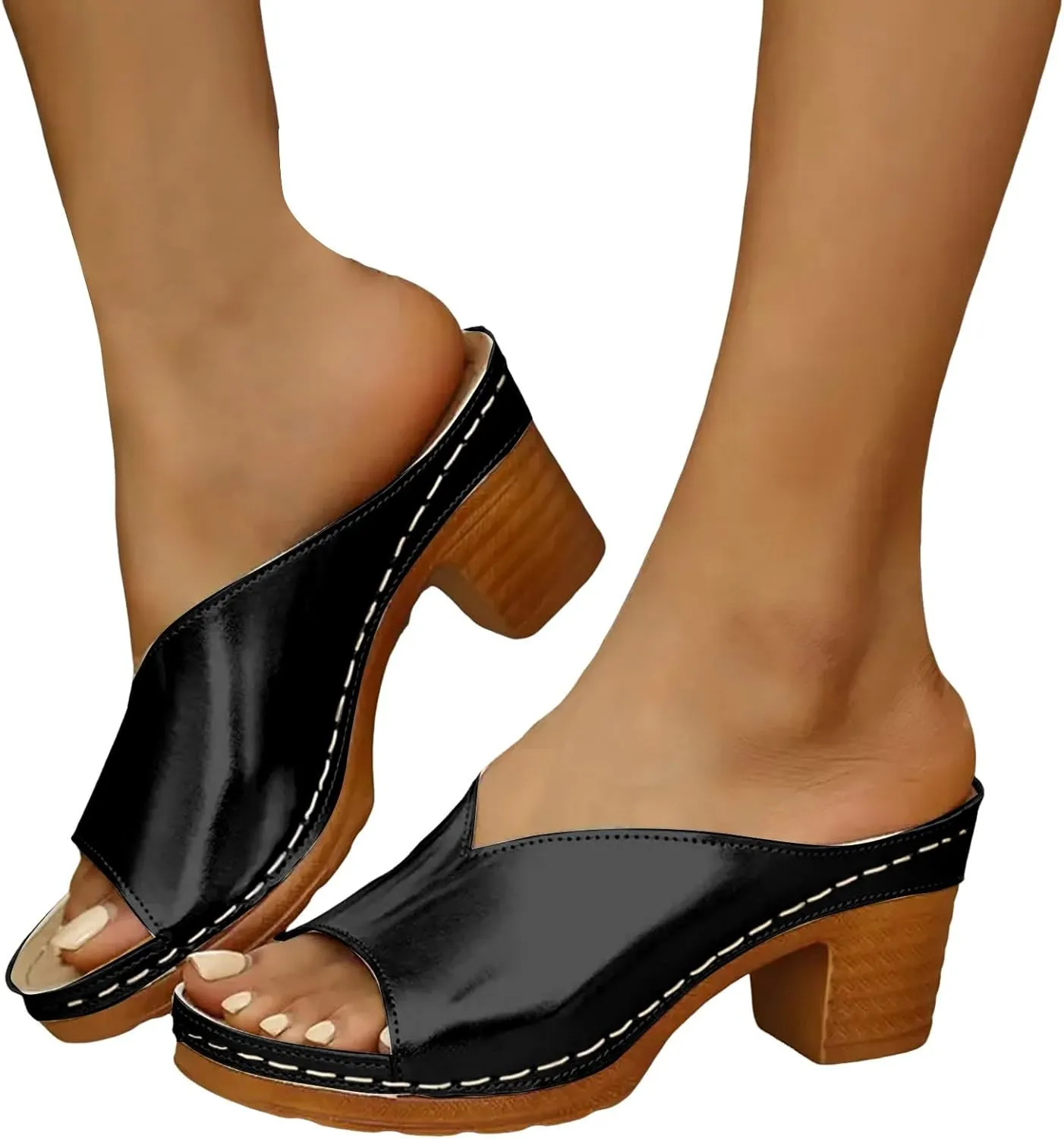 Temperament Chunky Heel Sandals for Women Slingback Heels for Party Wedding Low Block Chunky Bridesmaid Shoes