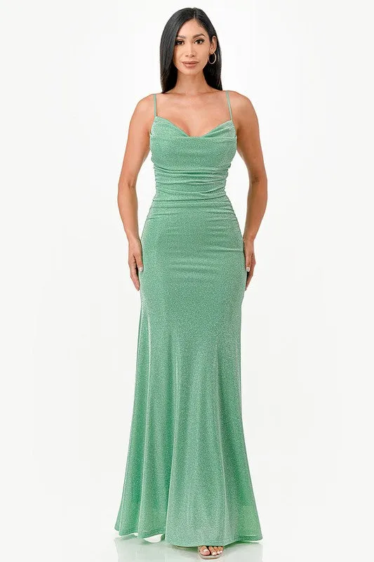 The “Celestial Glow” Glitter Gown
