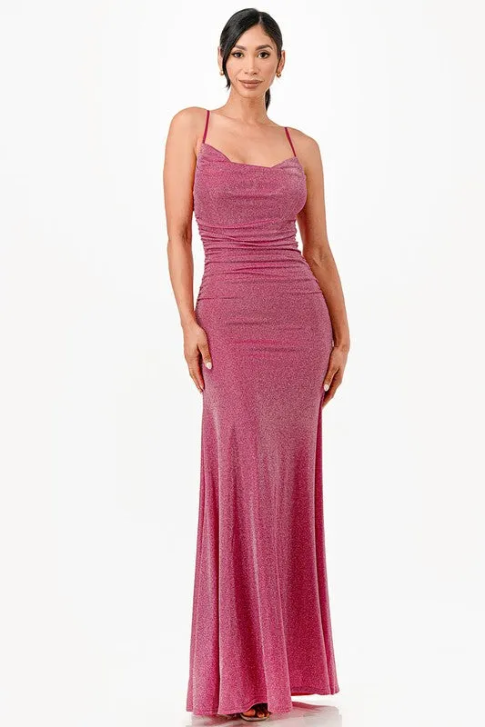 The “Celestial Glow” Glitter Gown
