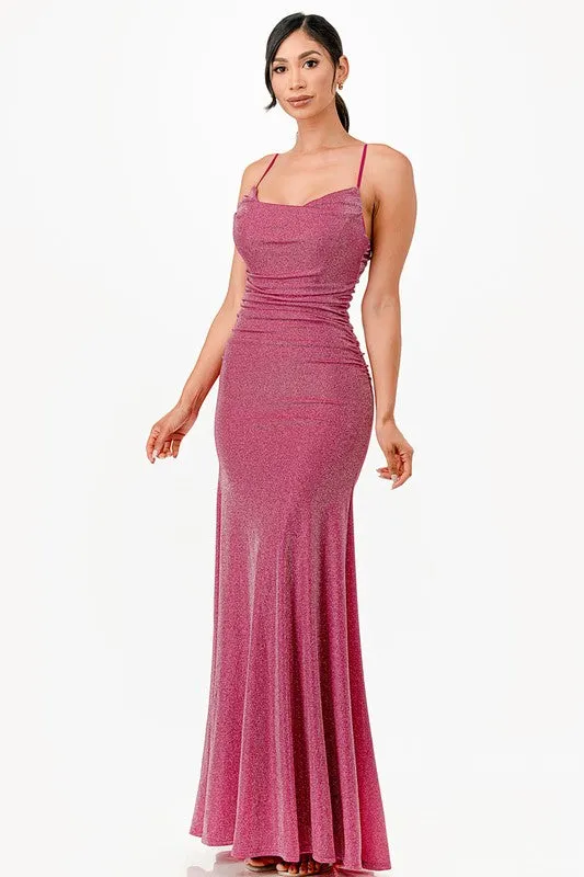 The “Celestial Glow” Glitter Gown
