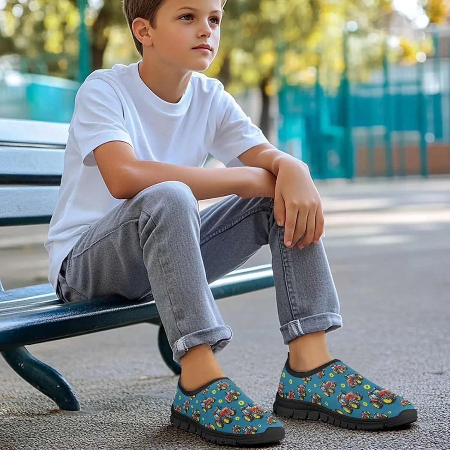 TODIYADDU Kids Running Shoes Slip On Tennis Shoes Boys Girls Lightweight Mesh Trendy Sports Sneakers