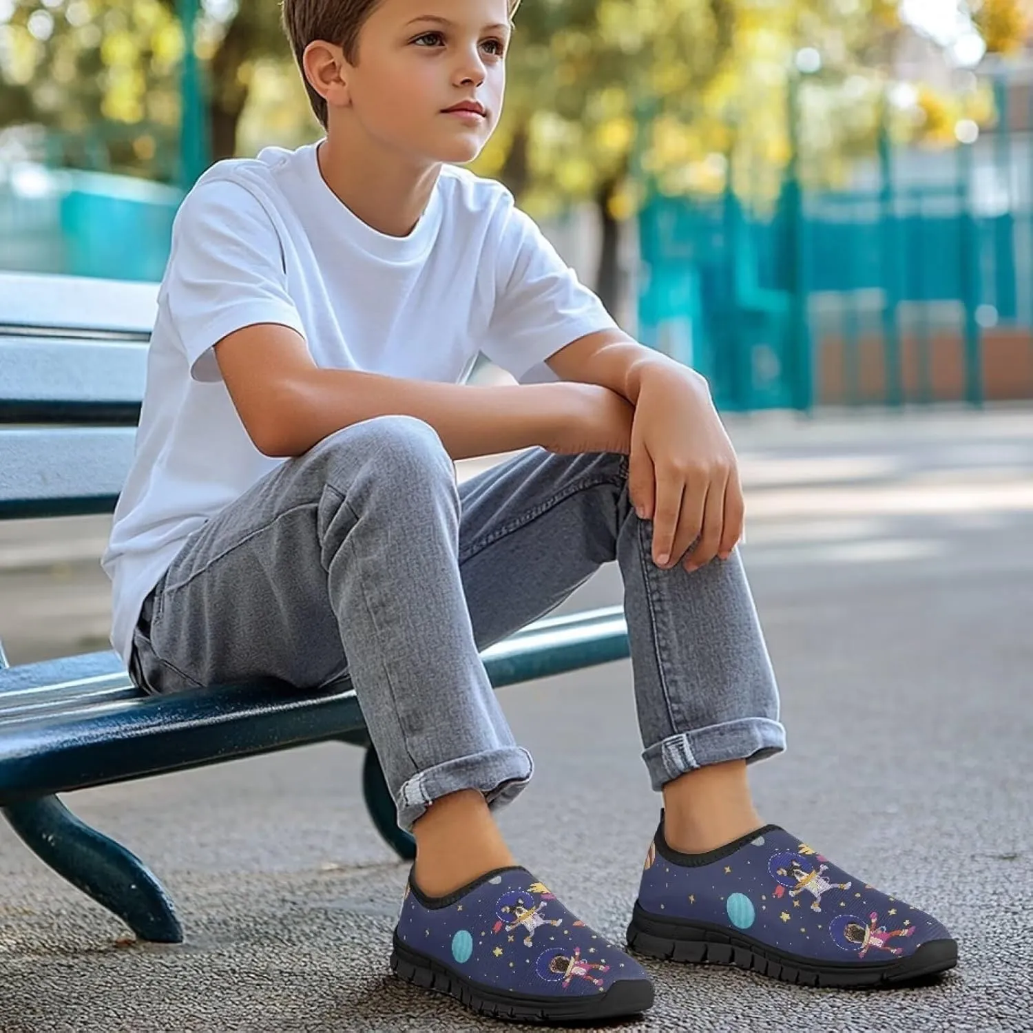 TODIYADDU Kids Running Shoes Slip On Tennis Shoes Boys Girls Lightweight Mesh Trendy Sports Sneakers