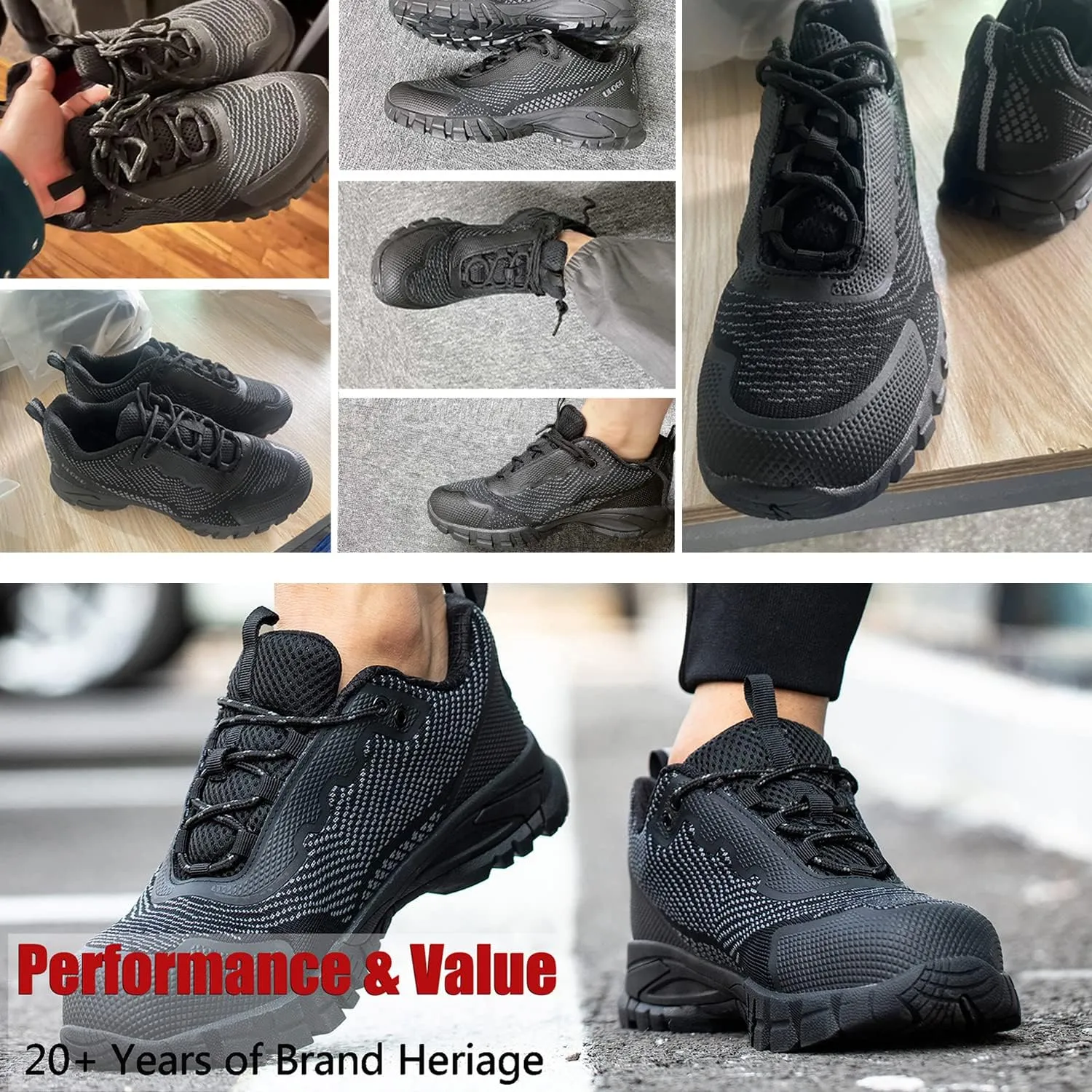 ulogu Waterproof Hiking Shoes for Men Women Comfy Lightweight Non-Slip All Day Walking Work Sneakers 6-Month Warranty