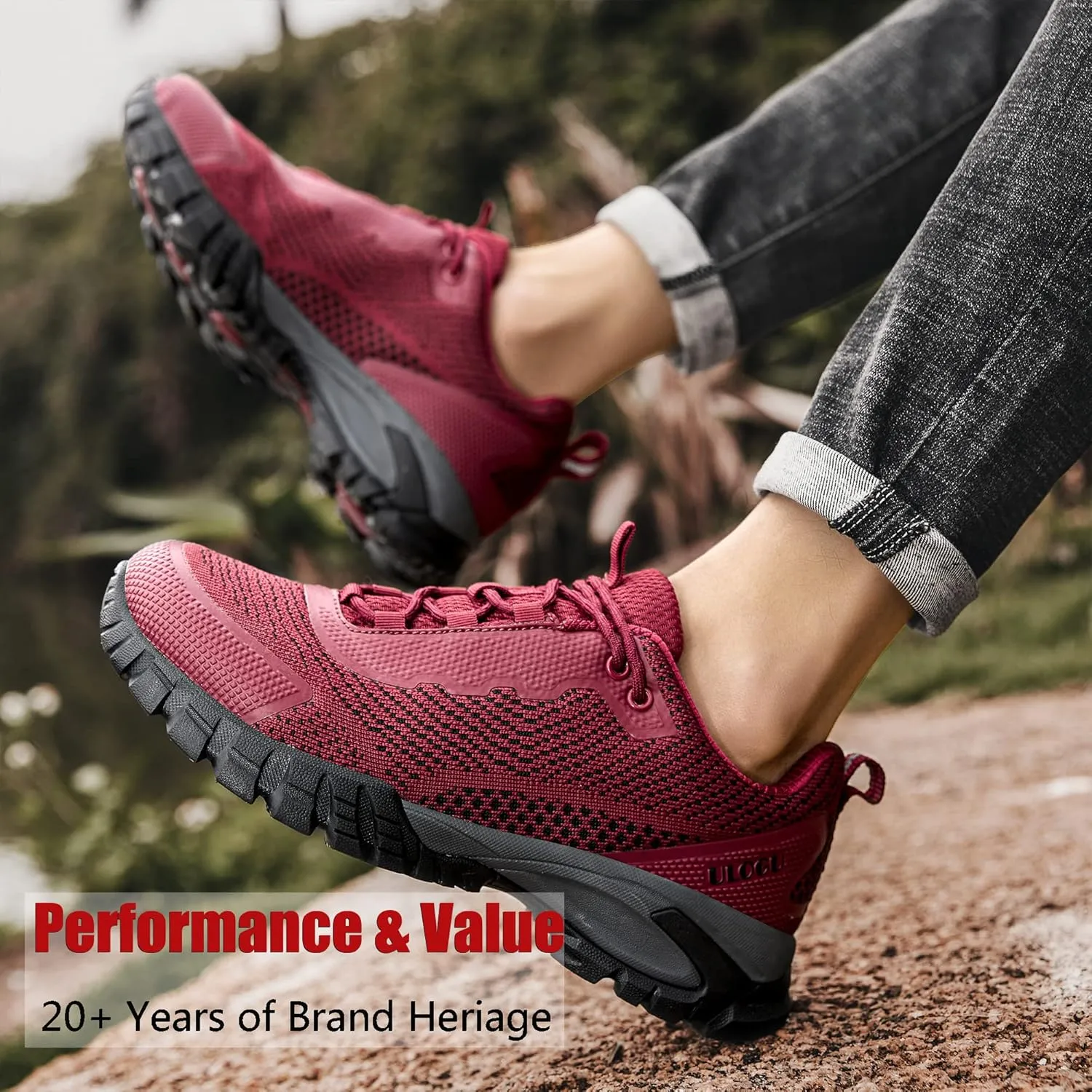 ulogu Waterproof Hiking Shoes for Men Women Comfy Lightweight Non-Slip All Day Walking Work Sneakers 6-Month Warranty