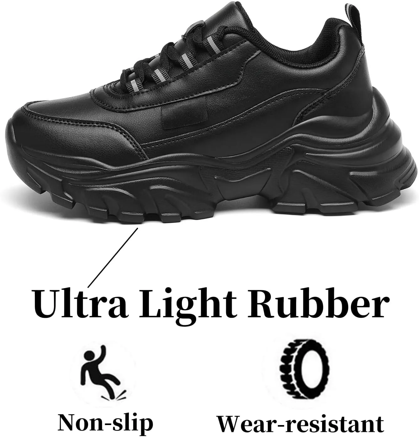 VZQ Chunky Sneakers for Women Fashion Platform Leather Walking Shoes Lightweight Comfortable Wedge Sports Sneakers