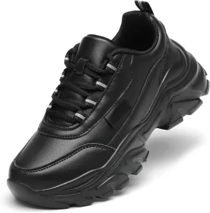 VZQ Chunky Sneakers for Women Fashion Platform Leather Walking Shoes Lightweight Comfortable Wedge Sports Sneakers