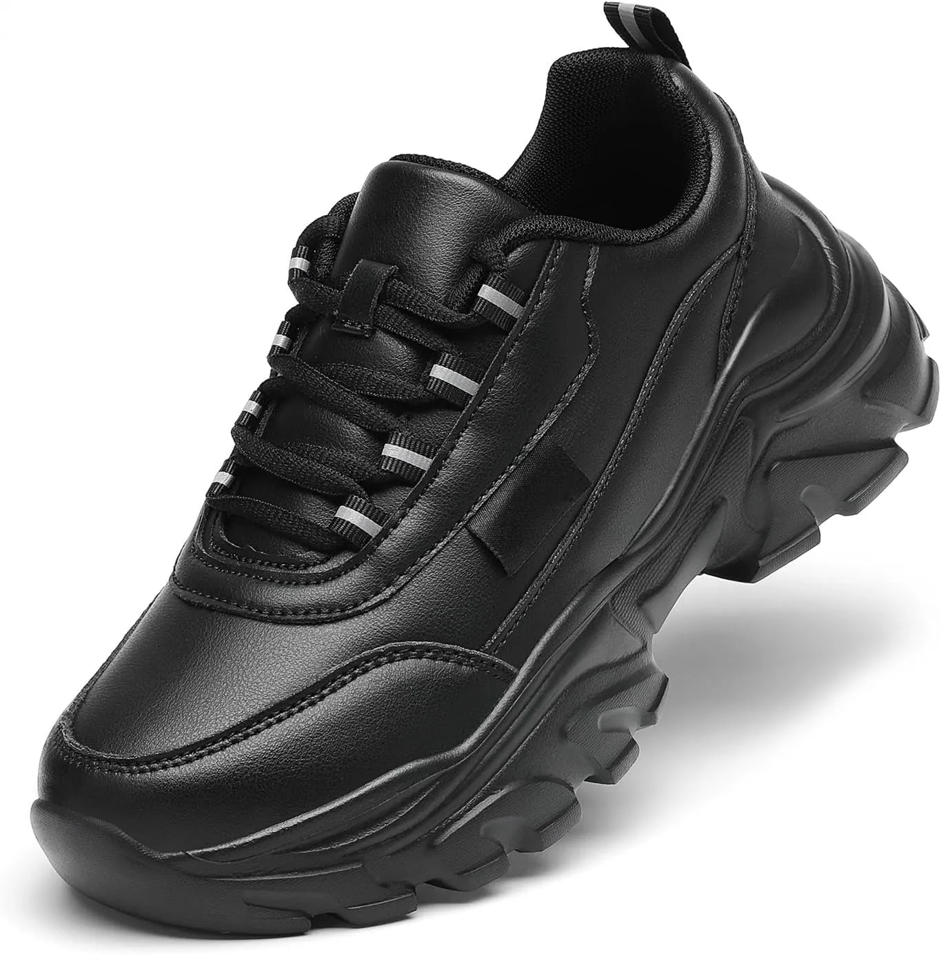 VZQ Chunky Sneakers for Women Fashion Platform Leather Walking Shoes Lightweight Comfortable Wedge Sports Sneakers