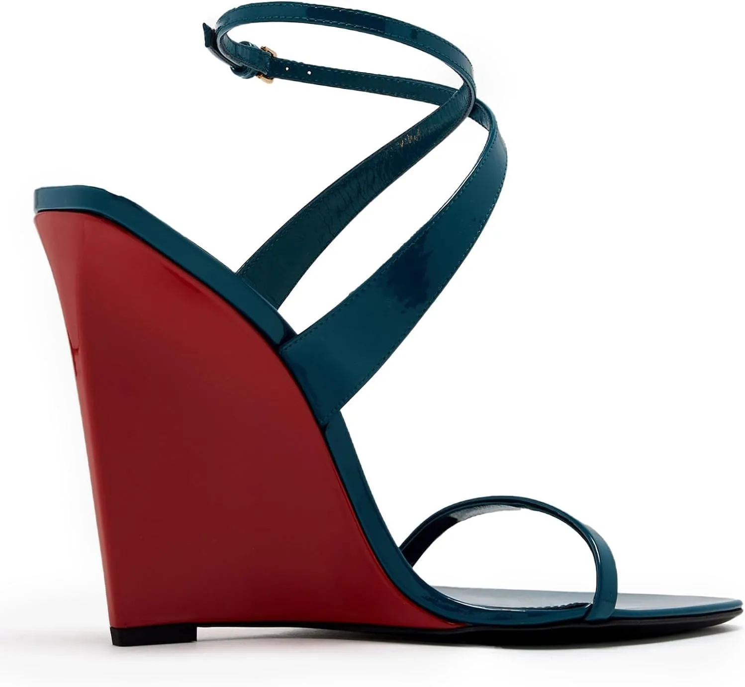 Wedge Sandals for Women Strappy Wedge Heels Pointed Open Toe Heeled Sandals Buckle Ankle Strap Heels Sexy Wedding Dress Shoes