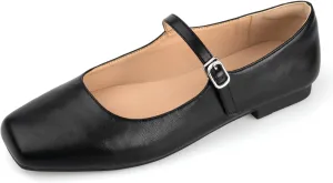 Women Mary Jane Shoes,Square Toe Flats Ballet Flats for Women, Comfortable Ankle Strap,Easy to take on and Off,Matched with Skirts, Dress,Jeans and More.