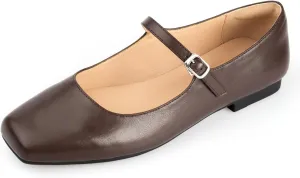 Women Mary Jane Shoes,Square Toe Flats Ballet Flats for Women, Comfortable Ankle Strap,Easy to take on and Off,Matched with Skirts, Dress,Jeans and More.