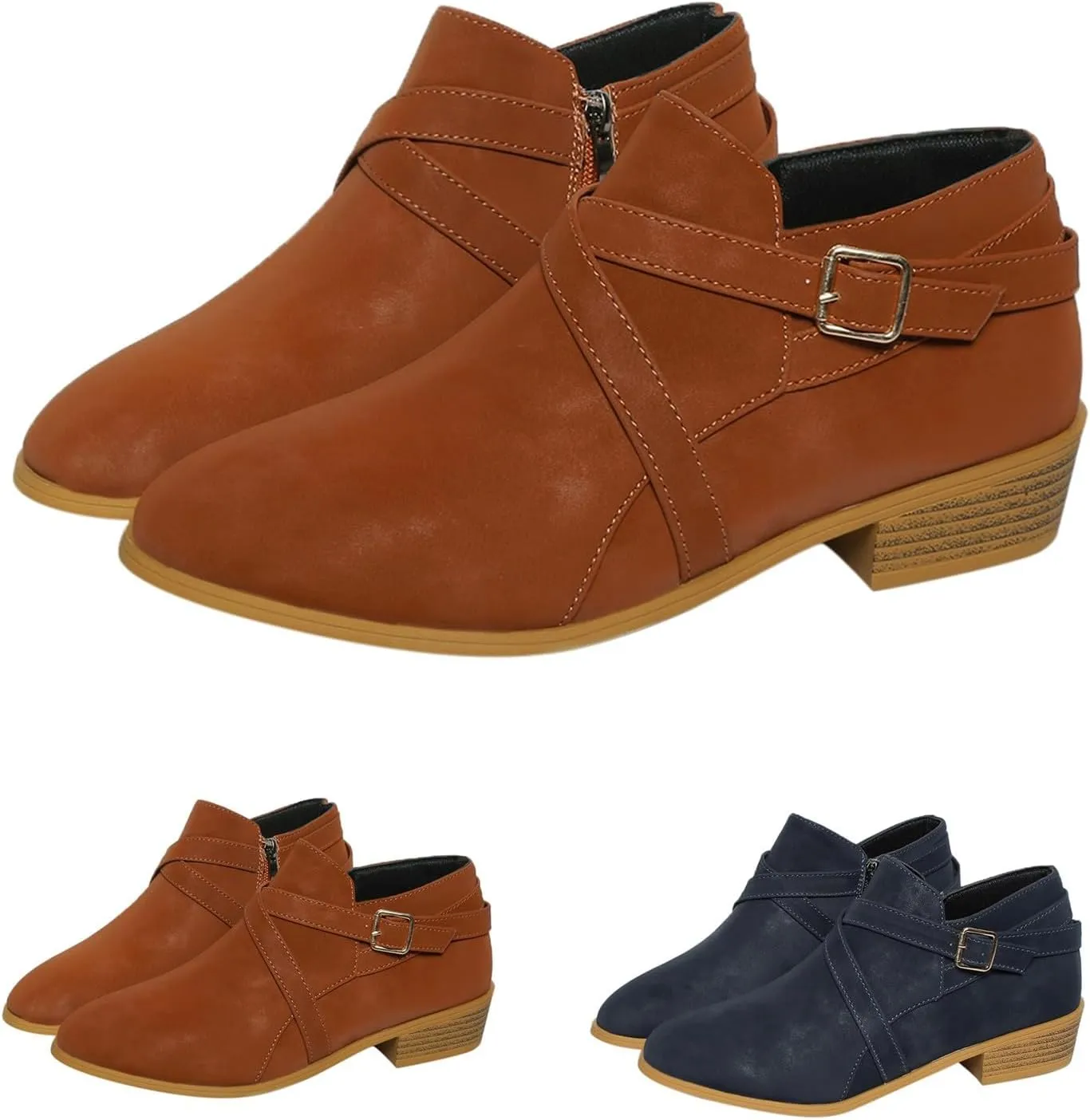 Women's Boots Ankle Wide Ankle Booties for Women Boots for Women Low Heel Boot for Men Comfortable and Soft Lightweight Side Zipper Pointd Toe Suede