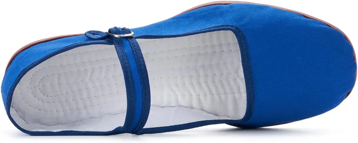 Women's Classic Chinese Mary Jane Shoes Slippers China Doll Flats Buckle Slip On Kung Fu Shoes