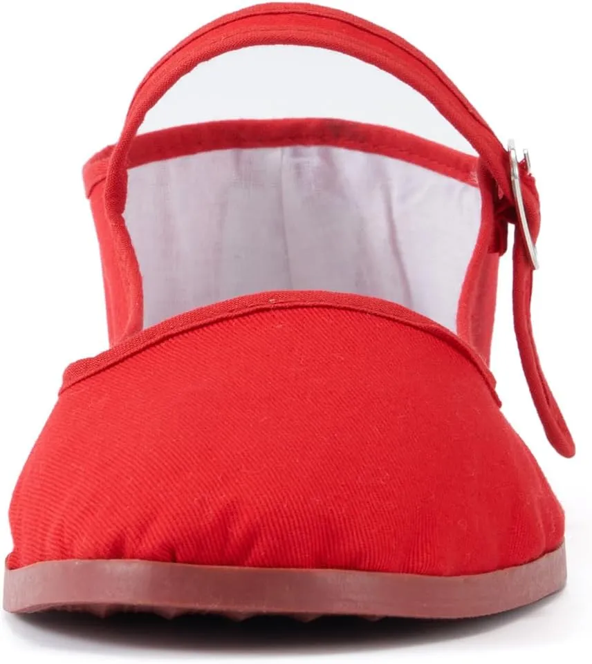 Women's Classic Chinese Mary Jane Shoes Slippers China Doll Flats Buckle Slip On Kung Fu Shoes