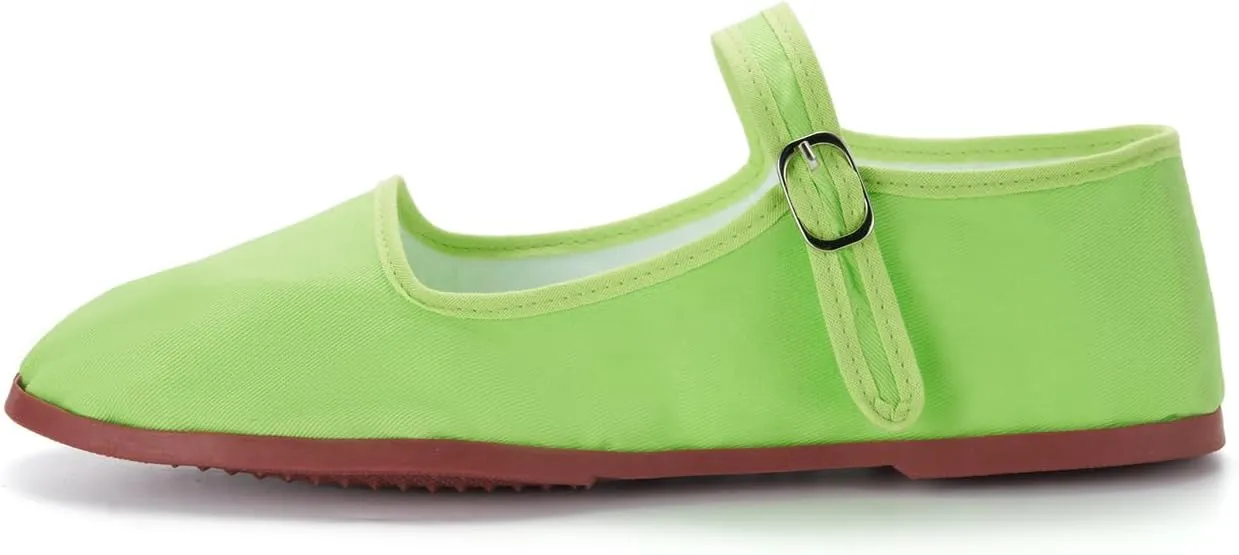 Women's Classic Chinese Mary Jane Shoes Slippers China Doll Flats Buckle Slip On Kung Fu Shoes