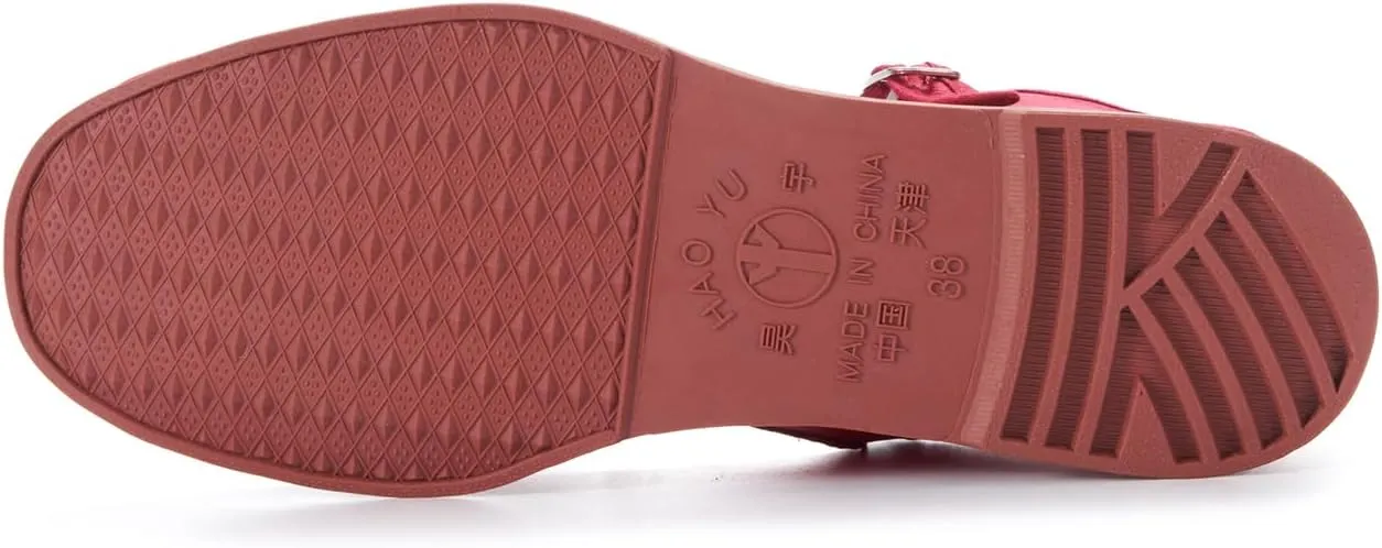 Women's Classic Chinese Mary Jane Shoes Slippers China Doll Flats Buckle Slip On Kung Fu Shoes