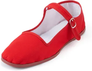 Women's Classic Chinese Mary Jane Shoes Slippers China Doll Flats Buckle Slip On Kung Fu Shoes