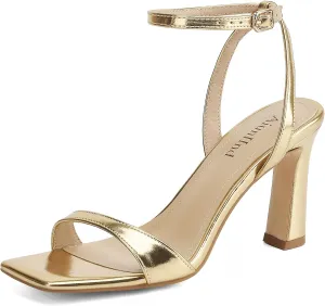 Women's Heeled Sandals Square Open Toe Chunky High Heels Ankle Strap Sandals for Women Prom Wedding Heels