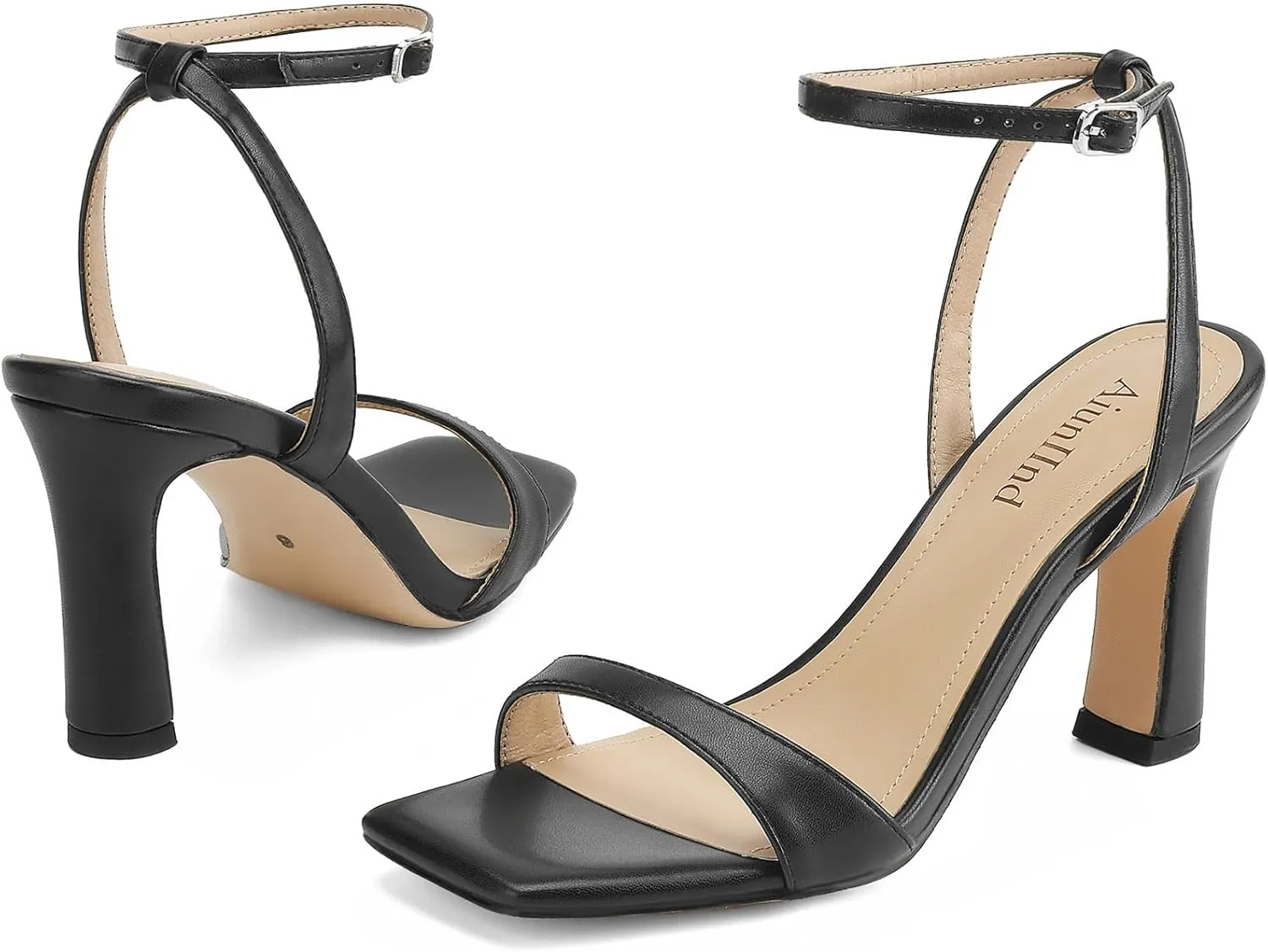 Women's Heeled Sandals Square Open Toe Chunky High Heels Ankle Strap Sandals for Women Prom Wedding Heels