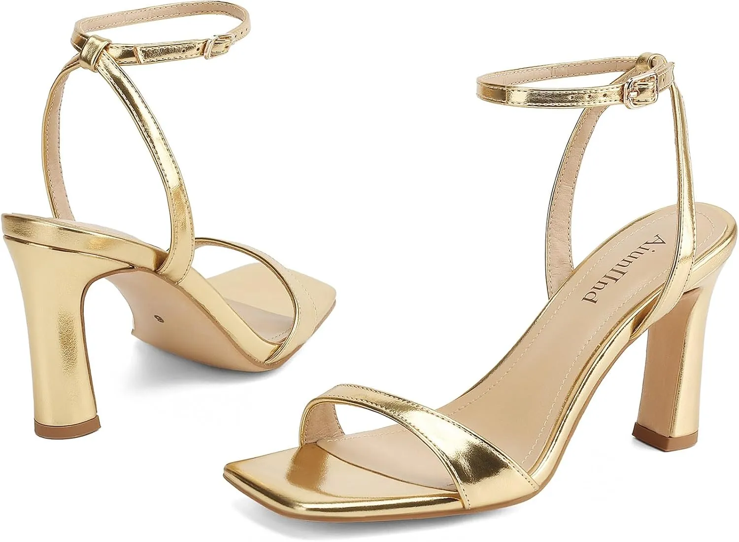 Women's Heeled Sandals Square Open Toe Chunky High Heels Ankle Strap Sandals for Women Prom Wedding Heels
