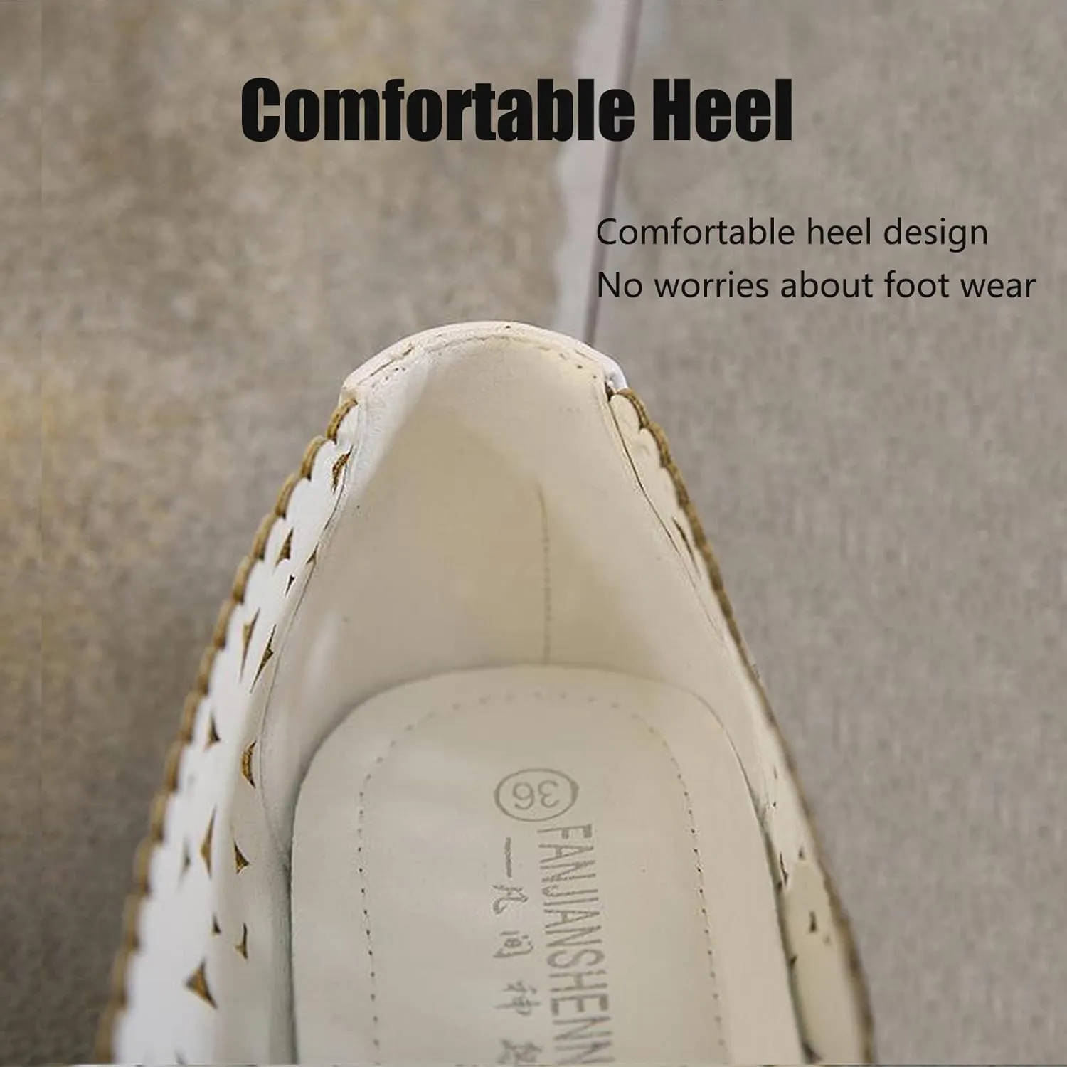 Women's Hollow Leather Ballet Flats,Slip on Pointed Dress Shoes with Floral Eyelets Shallow Mouth Breathable Loafers Mary Janes Walking Shoes