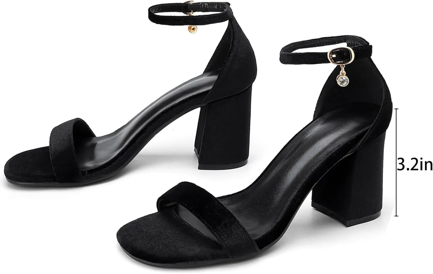 Women's Low Block Chunky Heels, Open Toe Ankle Strap Heels Sandals,Party & Dating Dress Heeled Shoes