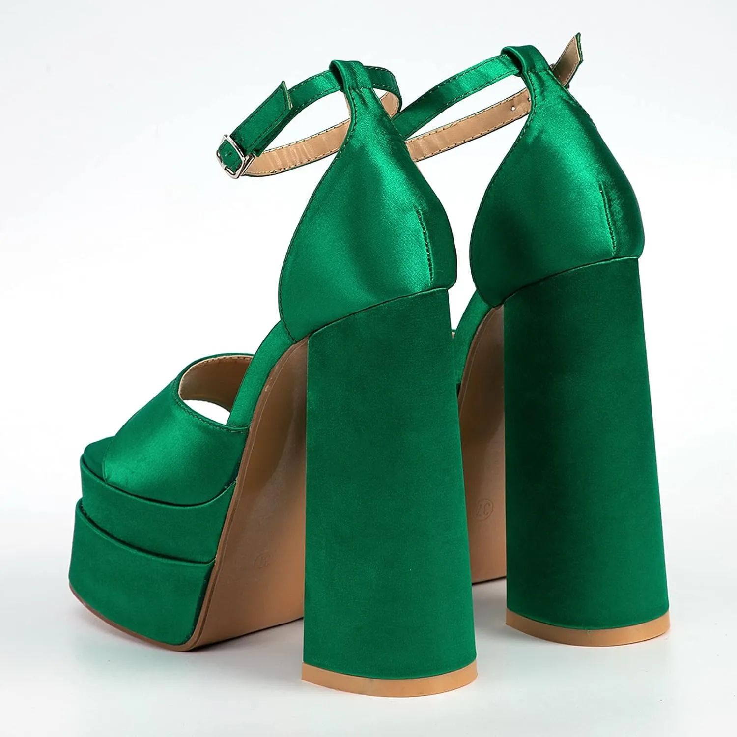 Womens Platform Chunky High Block Heels Ankle Strap Open Square Toe Heels Pumps Fashion Dress Party Shoes