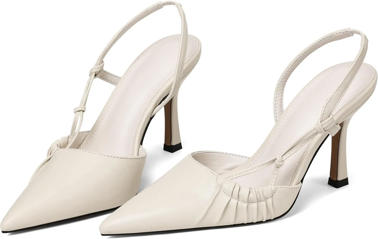 Womens Slingback Kitten Heel Closed Pointed Toe Stiletto Pumps 2025 Ankle Strap for Wedding Party Daily Dress Shoes