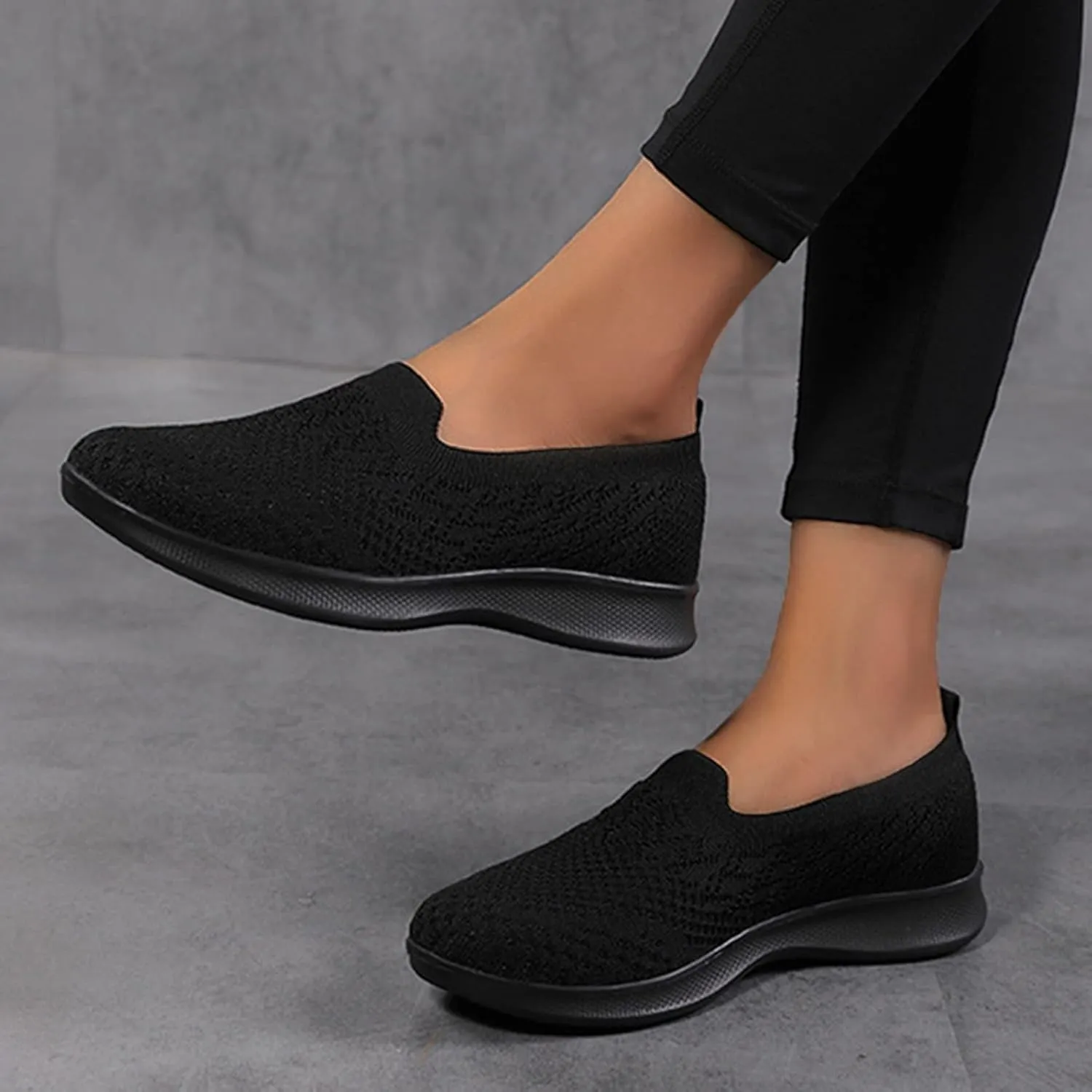 Women's Slip on Sneakers Shoes Woven Orthopedic Breathable Soft Shoes Walking Diabetic Foam Shoes Hands Free Slip in